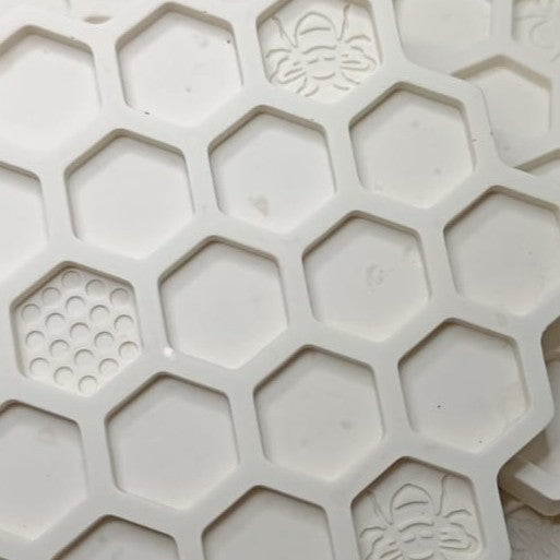 Handmade Jesmonite Bee Coaster Set (4 Pieces + Holder)