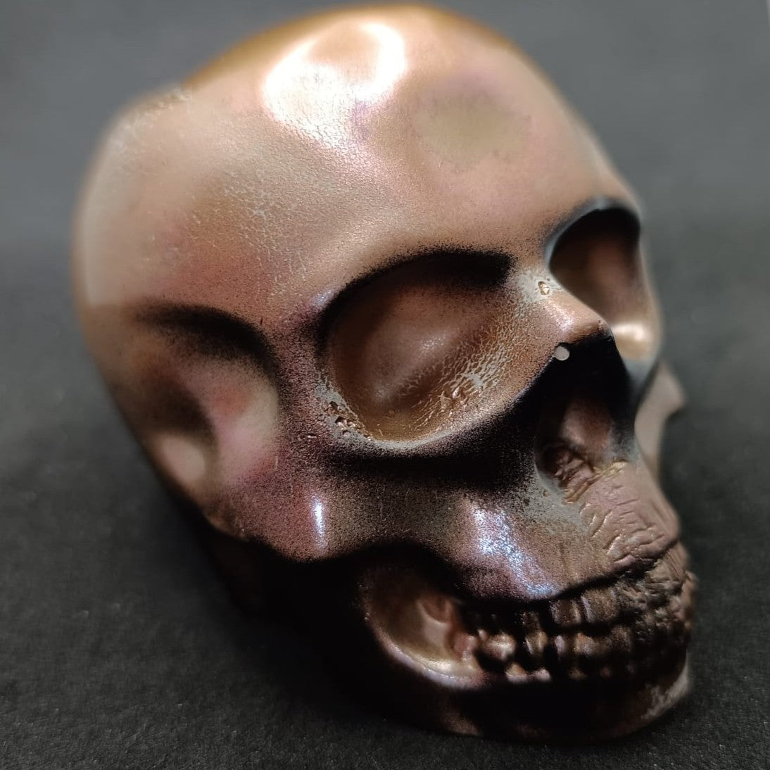 Large Handcrafted Skull Ornament – Jesmonite & Epoxy Resin | Decorative & Functional Art - Bonze