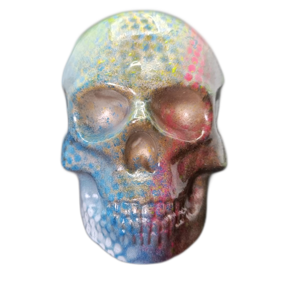 Large Handcrafted Skull Ornament – Jesmonite & Epoxy Resin | Decorative & Functional Art - Dot Matrix Modern Retro