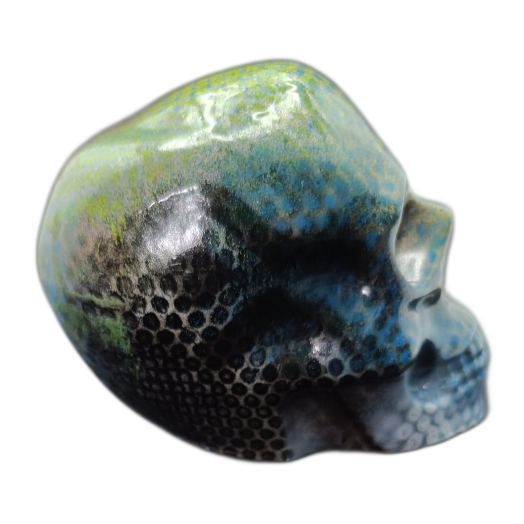 Large Handcrafted Skull Ornament – Jesmonite & Epoxy Resin | Decorative & Functional Art - Dot Matrix Modern Retro