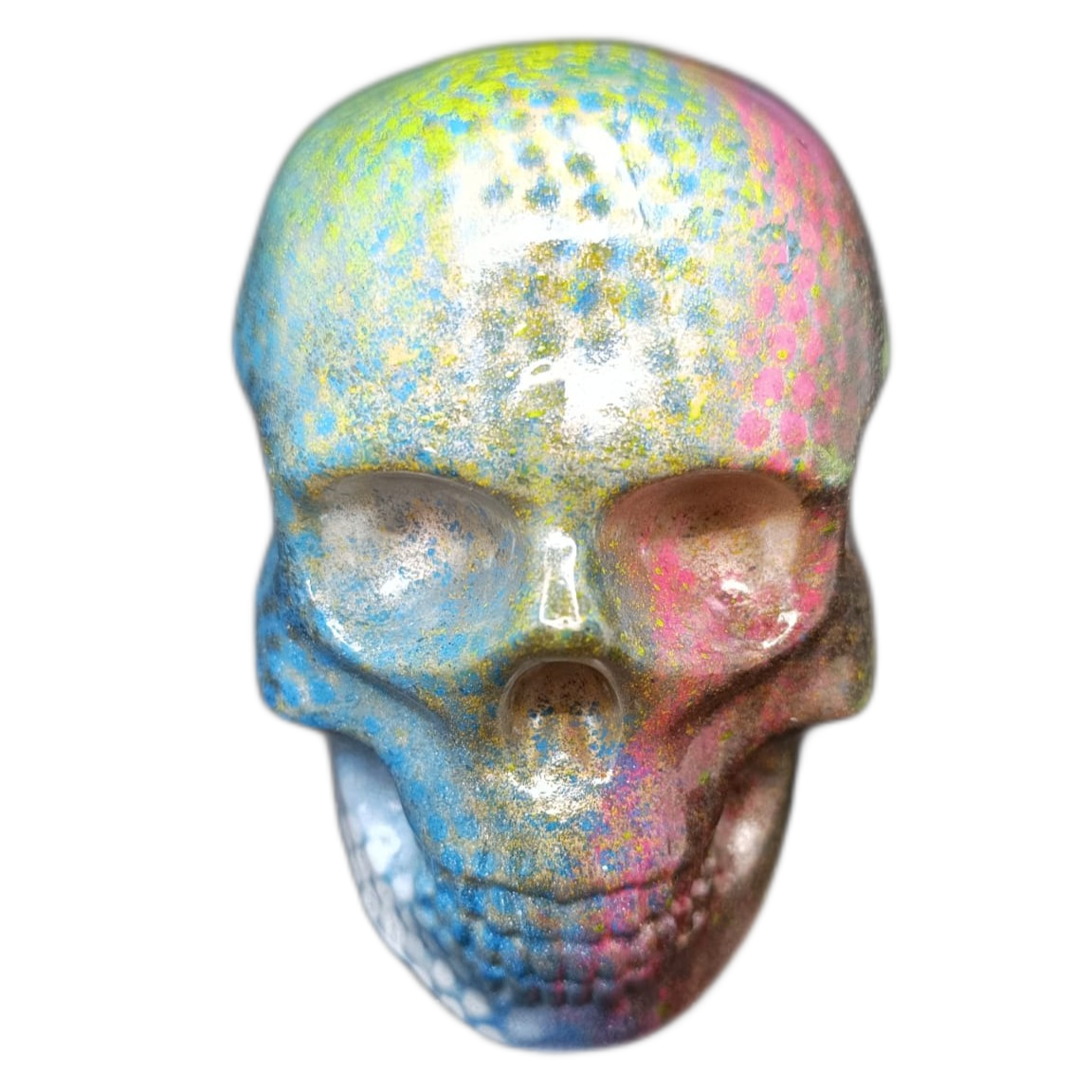 Large Handcrafted Skull Ornament – Jesmonite & Epoxy Resin | Decorative & Functional Art - Dot Matrix Modern Retro