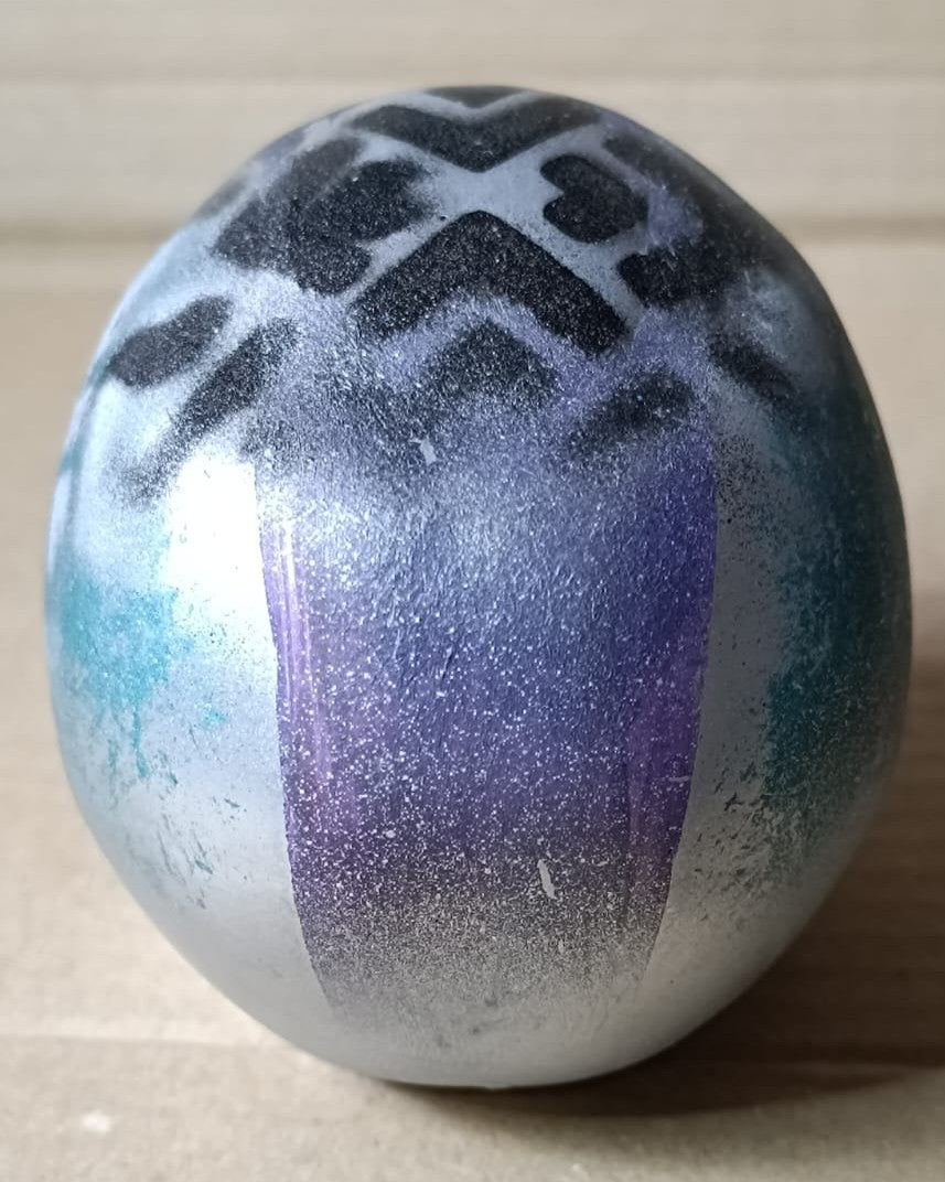 Geometric Green Purple Black Silver Large Handcrafted Jesmonite Skull Paperweight | Decorative & Functional Art