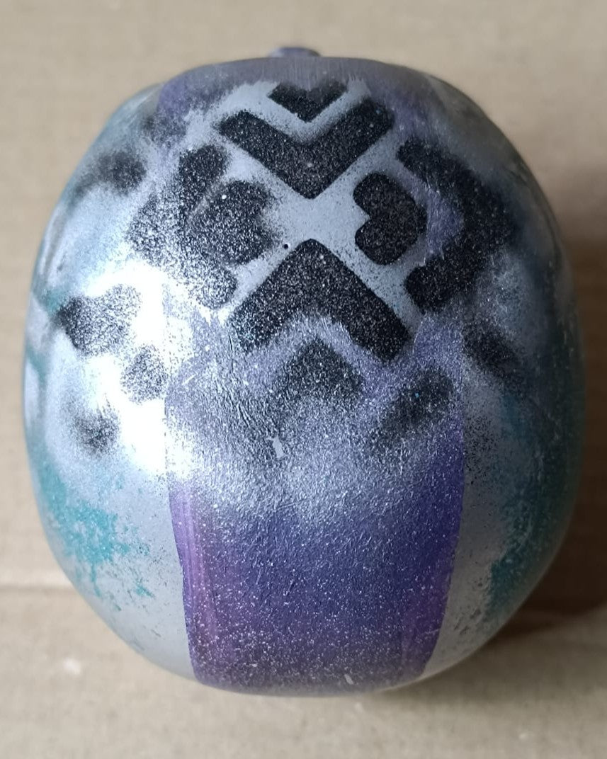 Geometric Green Purple Black Silver Large Handcrafted Jesmonite Skull Paperweight | Decorative & Functional Art