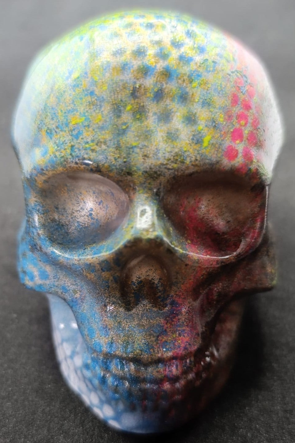 Large Handcrafted Skull Ornament – Jesmonite & Epoxy Resin | Decorative & Functional Art - Dot Matrix Modern Retro