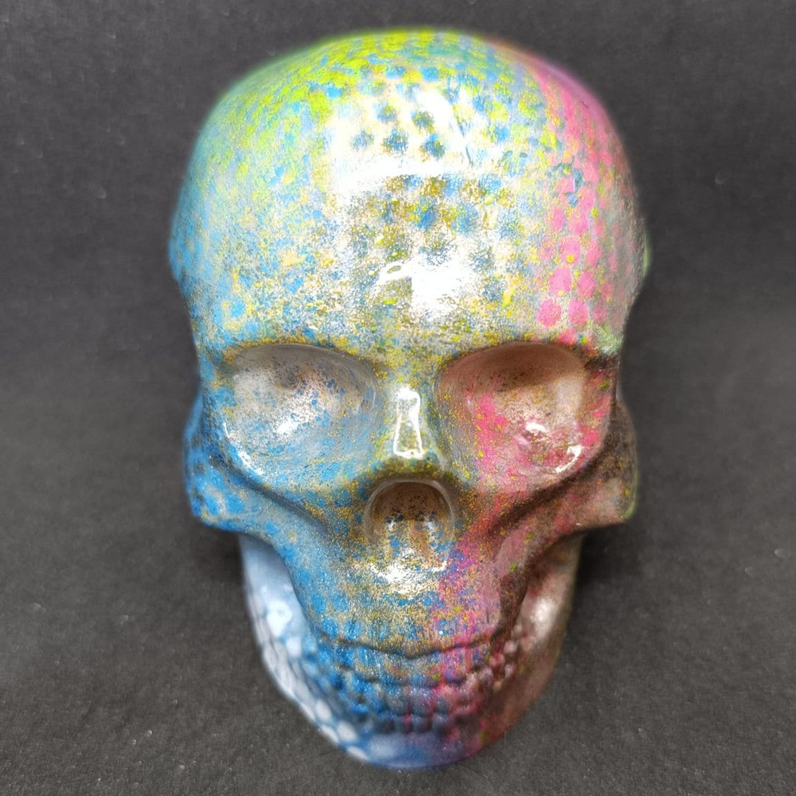 Large Handcrafted Skull Ornament – Jesmonite & Epoxy Resin | Decorative & Functional Art - Dot Matrix Modern Retro