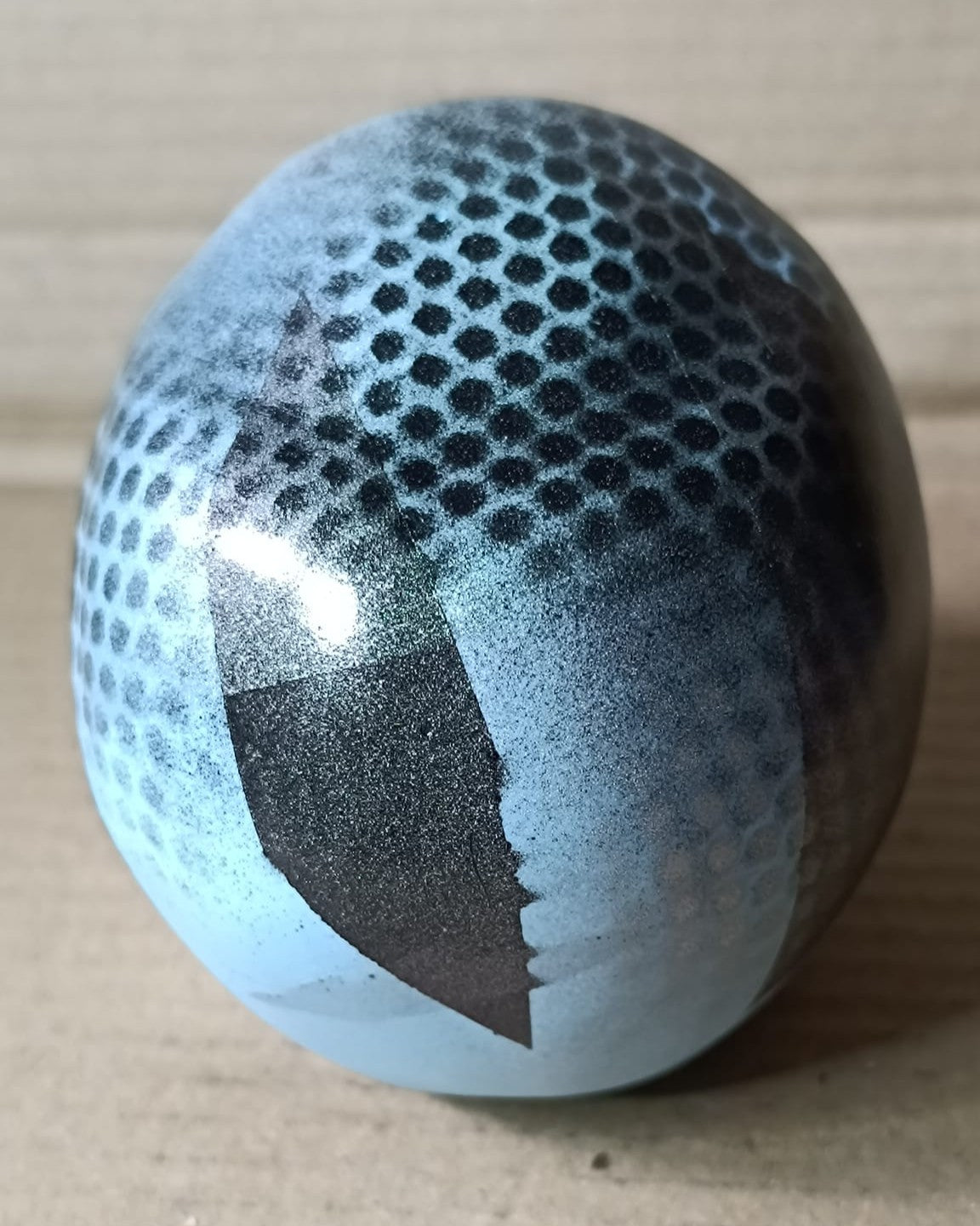 Blue/Green/Black Abstract Large Handcrafted Jesmonite Skull Paperweight | Decorative & Functional Art