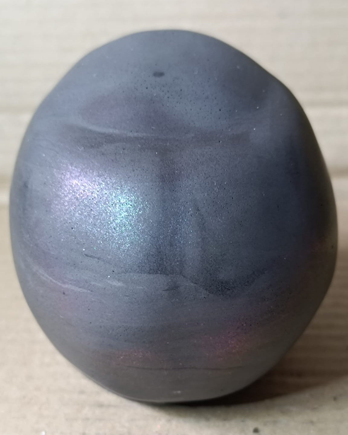 Pearlescent Black Large Handcrafted Jesmonite Skull Paperweight | Decorative & Functional Art