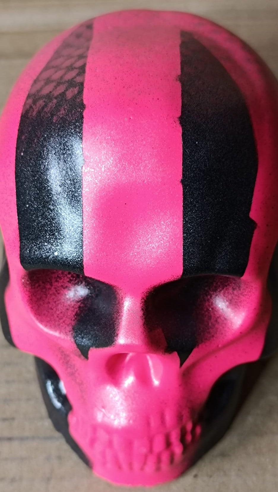 Pink Black Chrome SIlver Large Handcrafted Jesmonite Skull Paperweight | Decorative & Functional Art