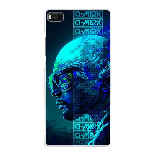 Q-MARX - Blue Green Abstract Man Back Printed Transparent Hard Phone Case