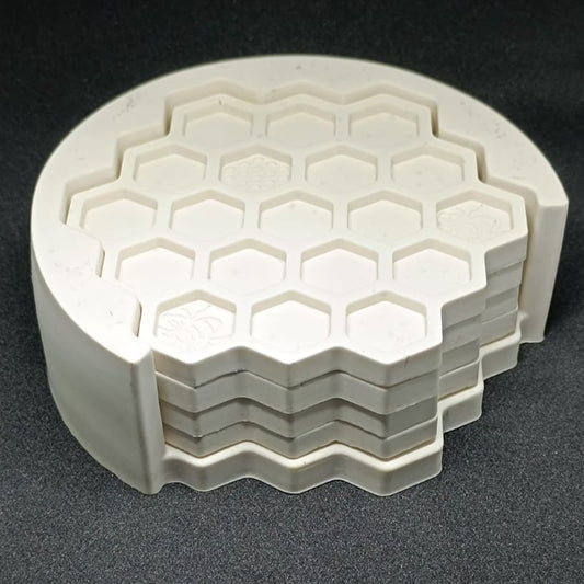 Handmade Jesmonite Bee Coaster Set (4 Pieces + Holder)