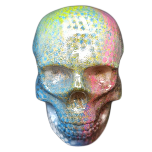 Large Handcrafted Skull Ornament – Jesmonite & Epoxy Resin | Decorative & Functional Art - Dot Matrix Modern Retro