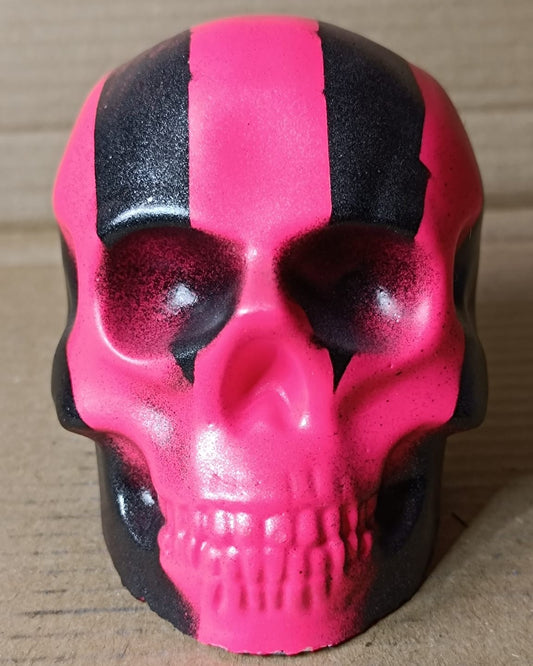 Pink Black Chrome SIlver Large Handcrafted Jesmonite Skull Paperweight | Decorative & Functional Art