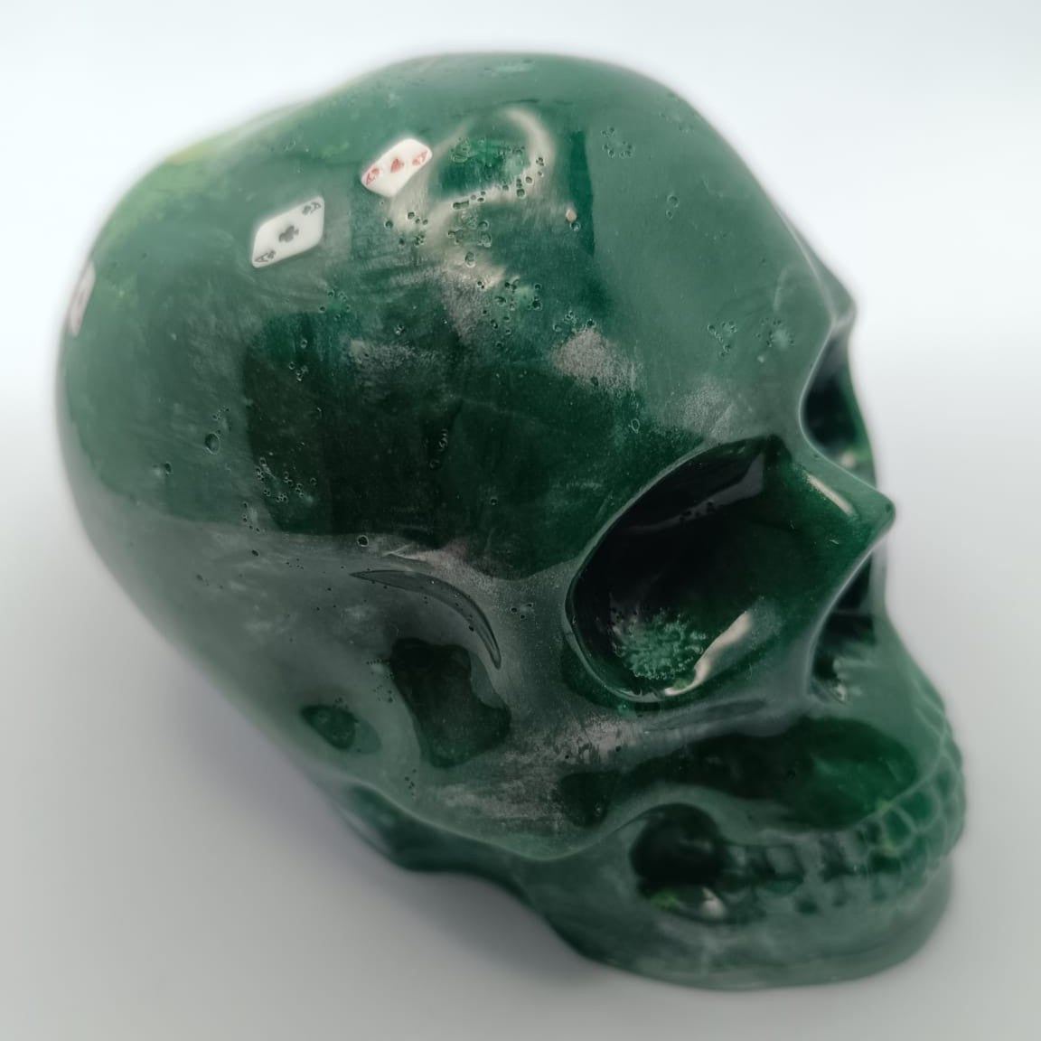 Large Handcrafted Skull Ornament – Jesmonite & Epoxy Resin | Decorative & Functional Art [Glow-In-The-Dark]