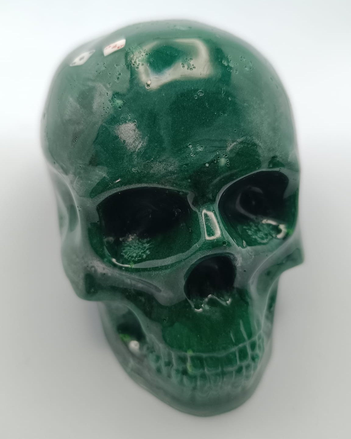 Large Handcrafted Skull Ornament – Jesmonite & Epoxy Resin | Decorative & Functional Art [Glow-In-The-Dark]