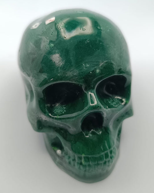 Large Handcrafted Skull Ornament – Jesmonite & Epoxy Resin | Decorative & Functional Art [Glow-In-The-Dark]