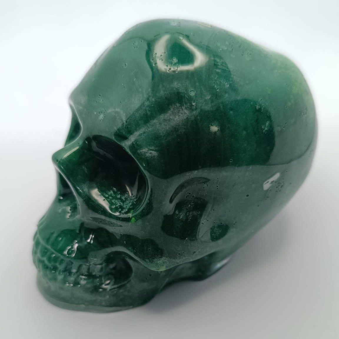 Large Handcrafted Skull Ornament – Jesmonite & Epoxy Resin | Decorative & Functional Art [Glow-In-The-Dark]