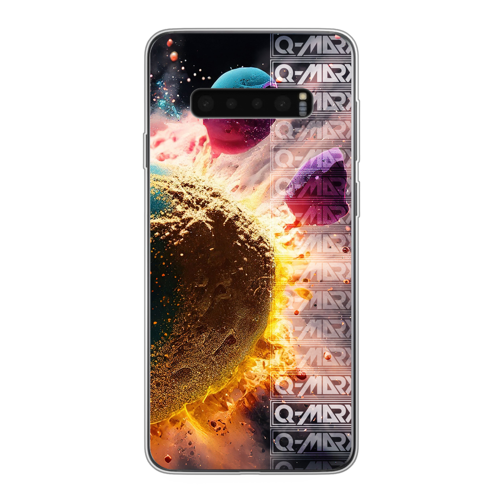 Q-MARX - Abstract Powder Paint Back Printed Transparent Soft Phone Case