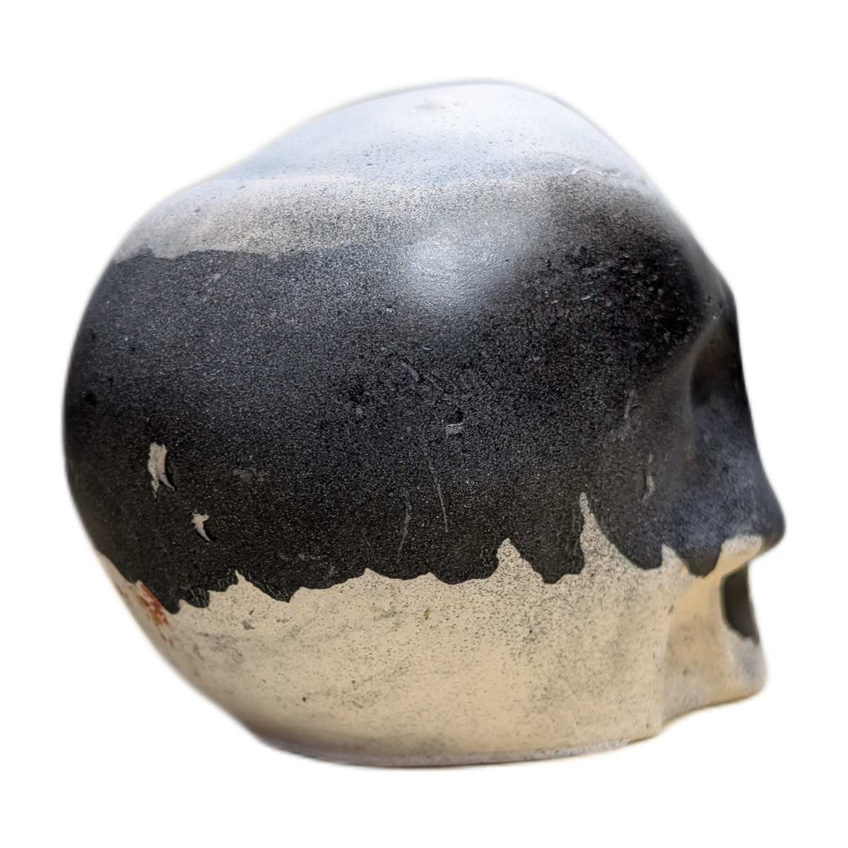 Large Handmade Jesmonite Skull Ornament – Black & White Drip Design, photograph 5