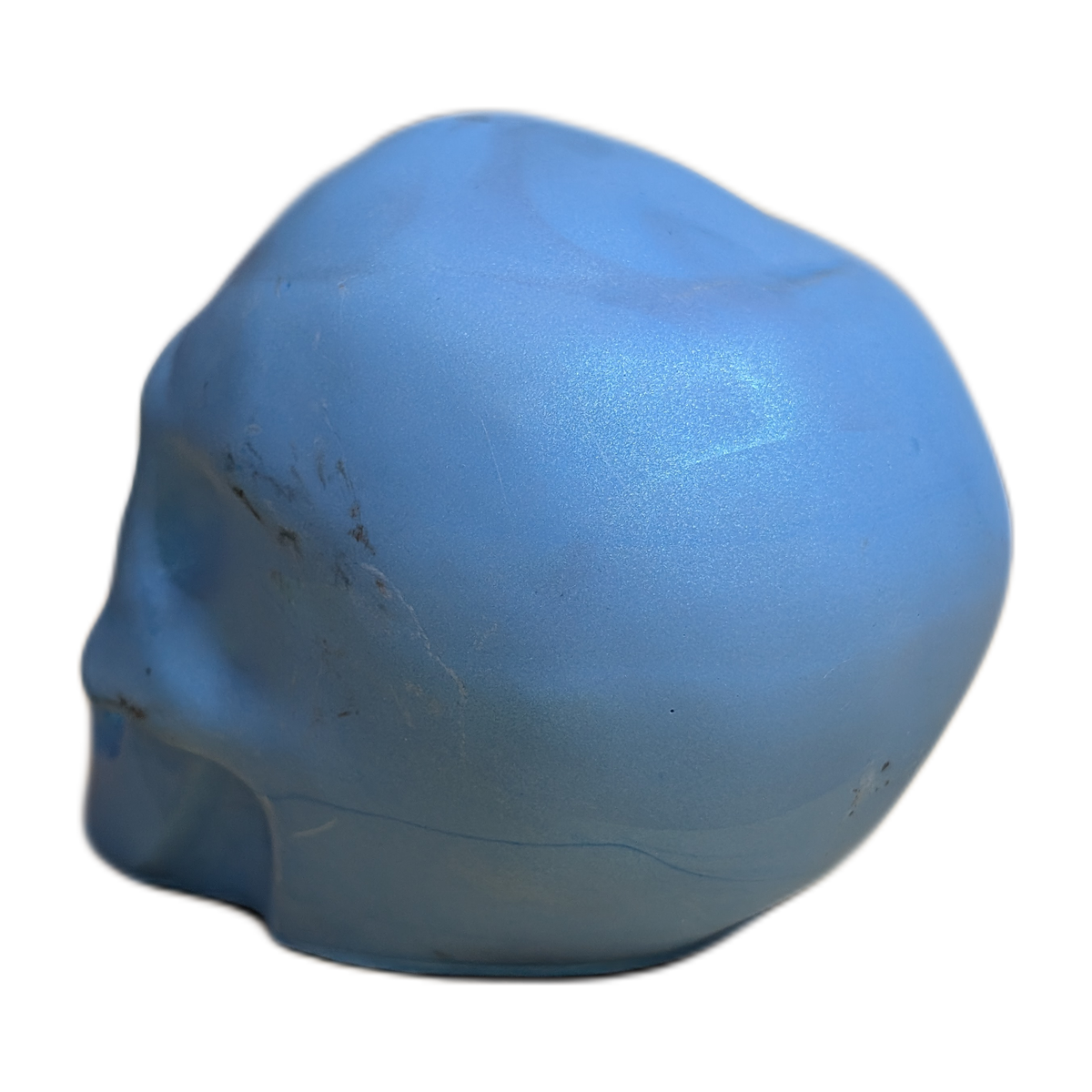 Large Handmade Jesmonite Skull Ornament – Blue Shimmer Finish, photograph 4