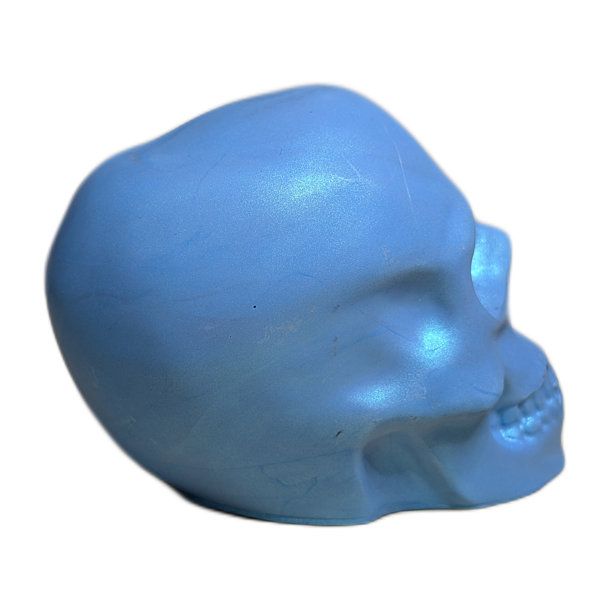 Large Handmade Jesmonite Skull Ornament – Blue Shimmer Finish, photograph 6