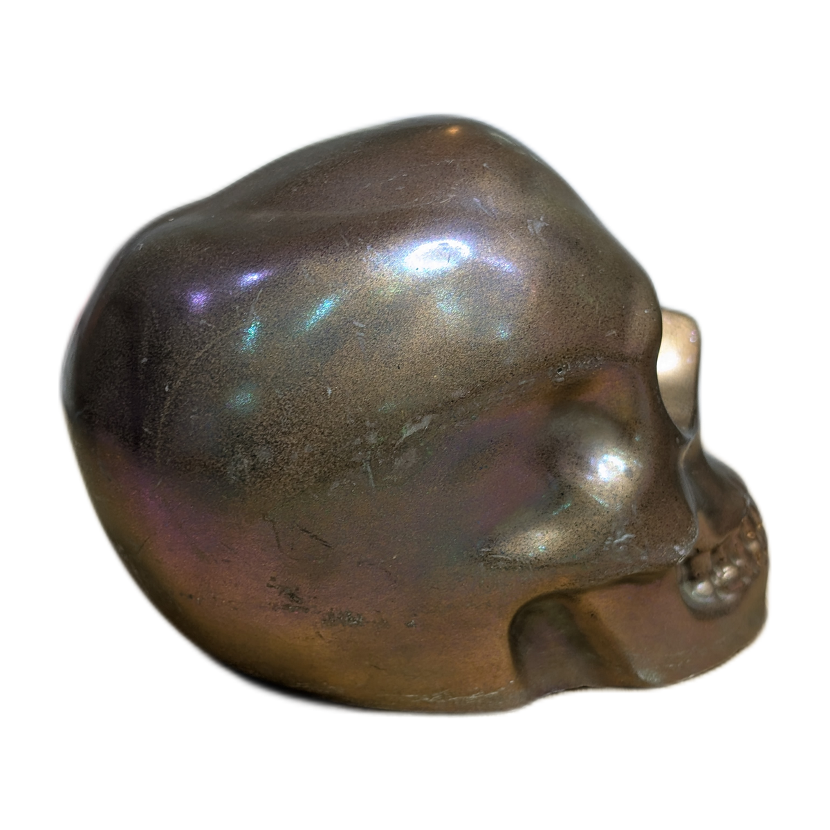 Large Handmade Jesmonite Skull Ornament – Bronze & Pink Shimmer Finish, photograph 7