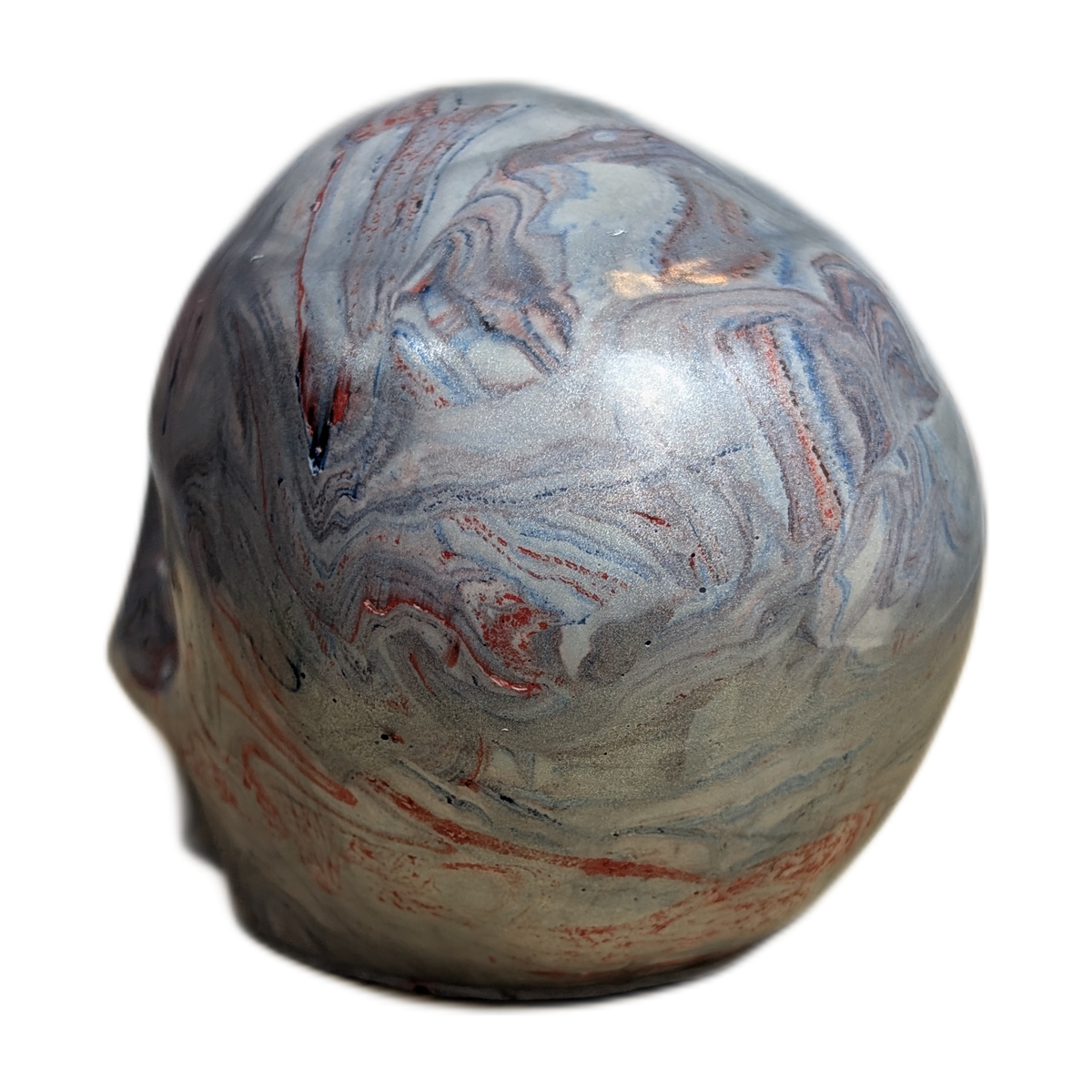Large Handmade Jesmonite Skull Ornament – Marble Mayhem Marbled Design, photograph 4