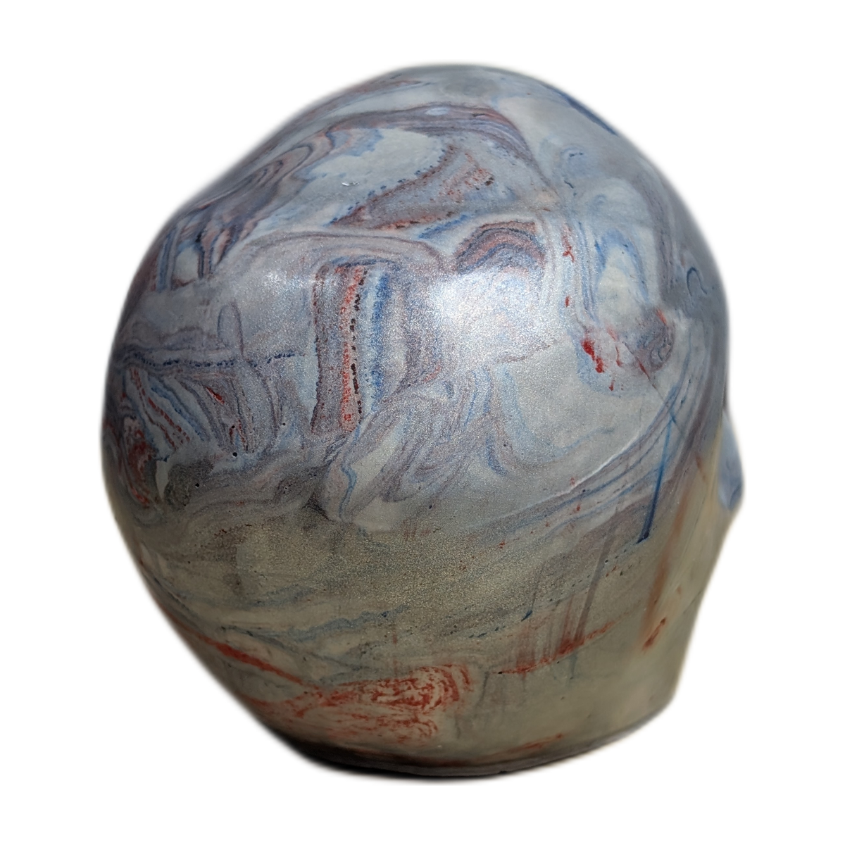 Large Handmade Jesmonite Skull Ornament – Marble Mayhem Marbled Design, photograph 5