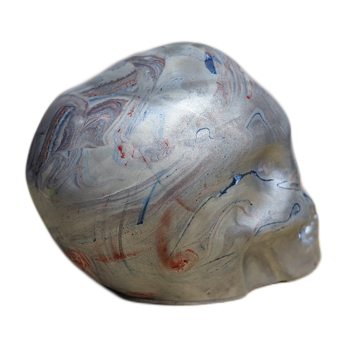 Large Handmade Jesmonite Skull Ornament – Marble Mayhem Marbled Design, photograph 6