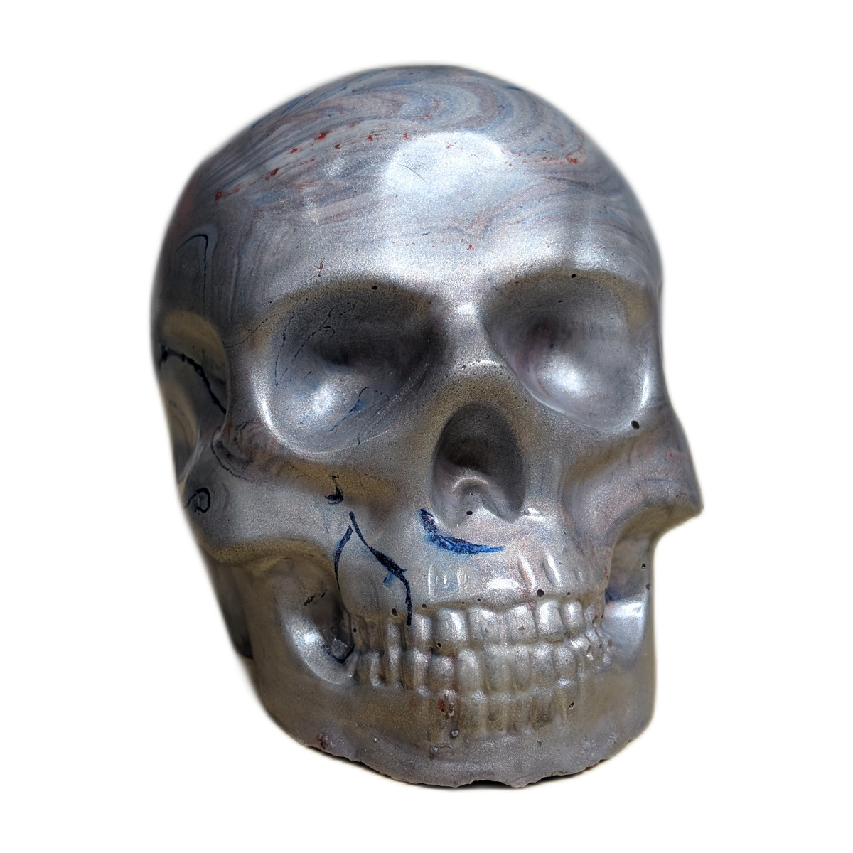 Large Handmade Jesmonite Skull Ornament – Marble Mayhem Marbled Design, photograph 9