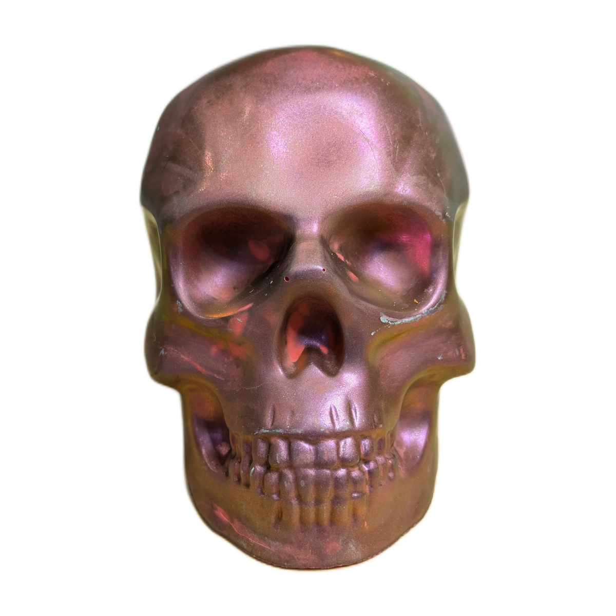 Large Handmade Jesmonite Skull Ornament – Rose Abstract Design, photograph 1
