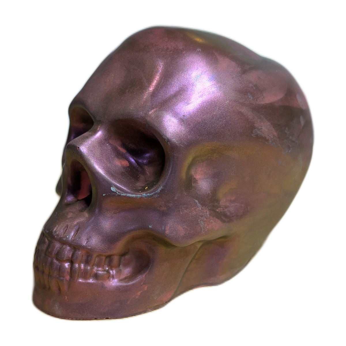 Large Handmade Jesmonite Skull Ornament – Rose Abstract Design, photograph 2