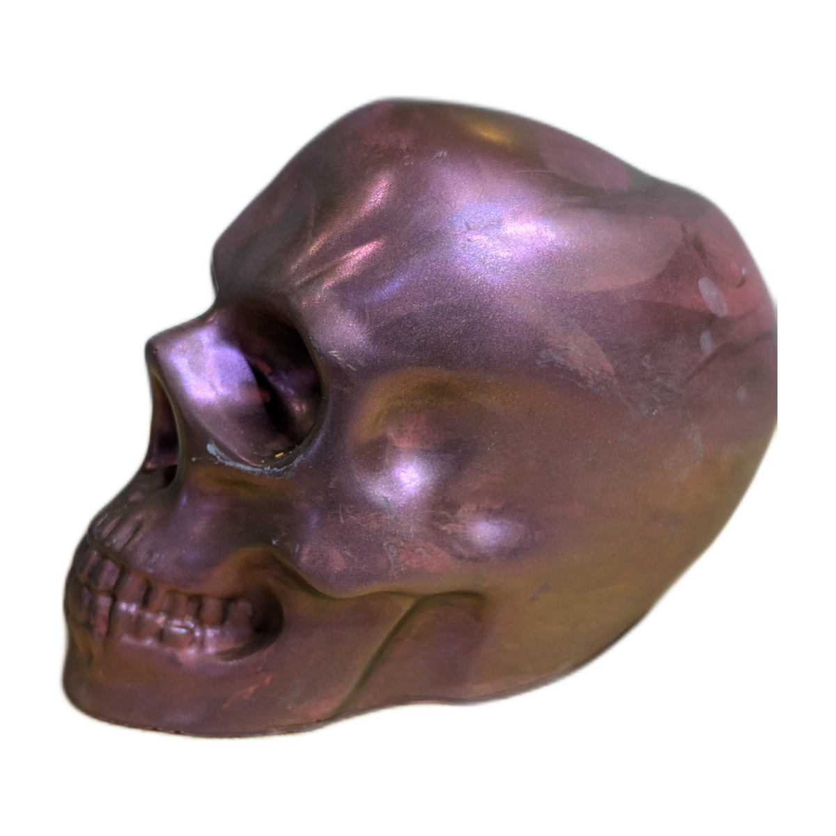 Large Handmade Jesmonite Skull Ornament – Rose Abstract Design, photograph 3