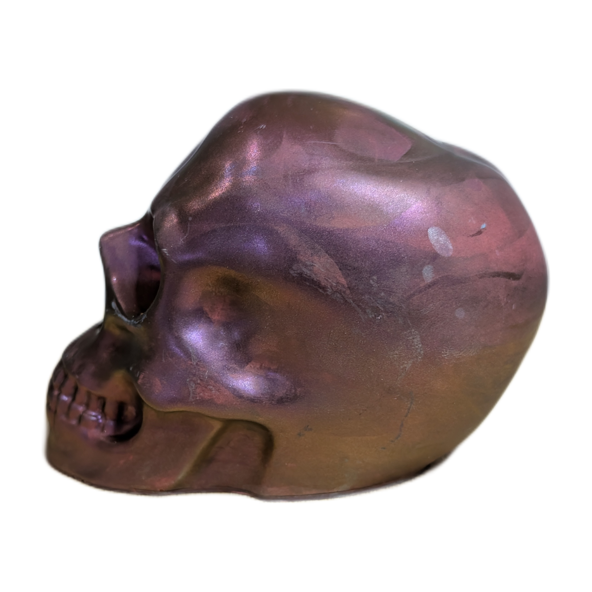 Large Handmade Jesmonite Skull Ornament – Rose Abstract Design, photograph 4