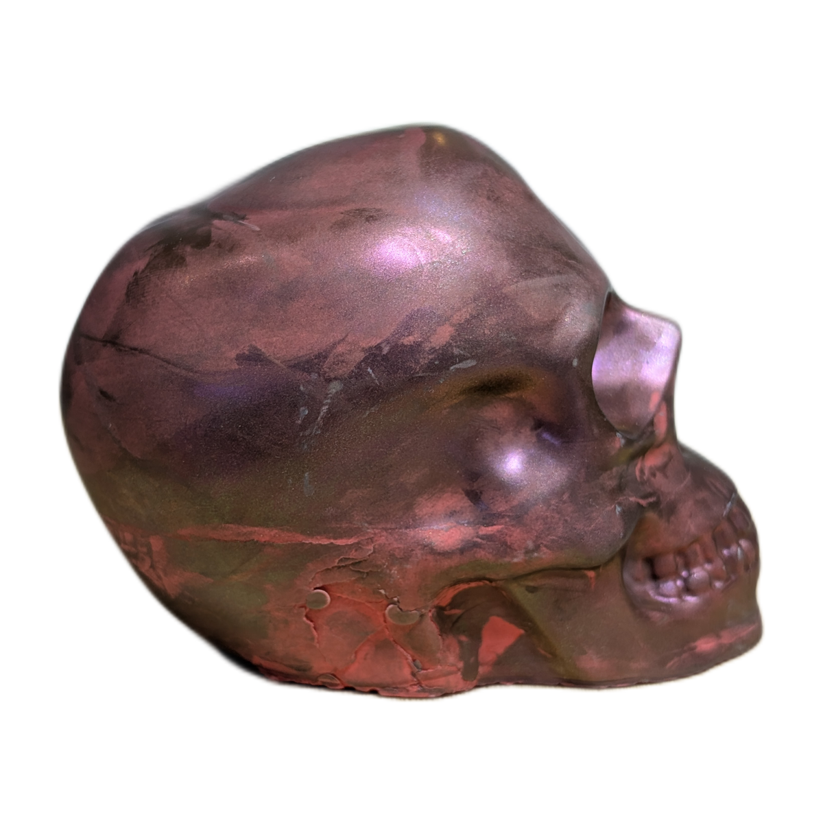 Large Handmade Jesmonite Skull Ornament – Rose Abstract Design, photograph 8