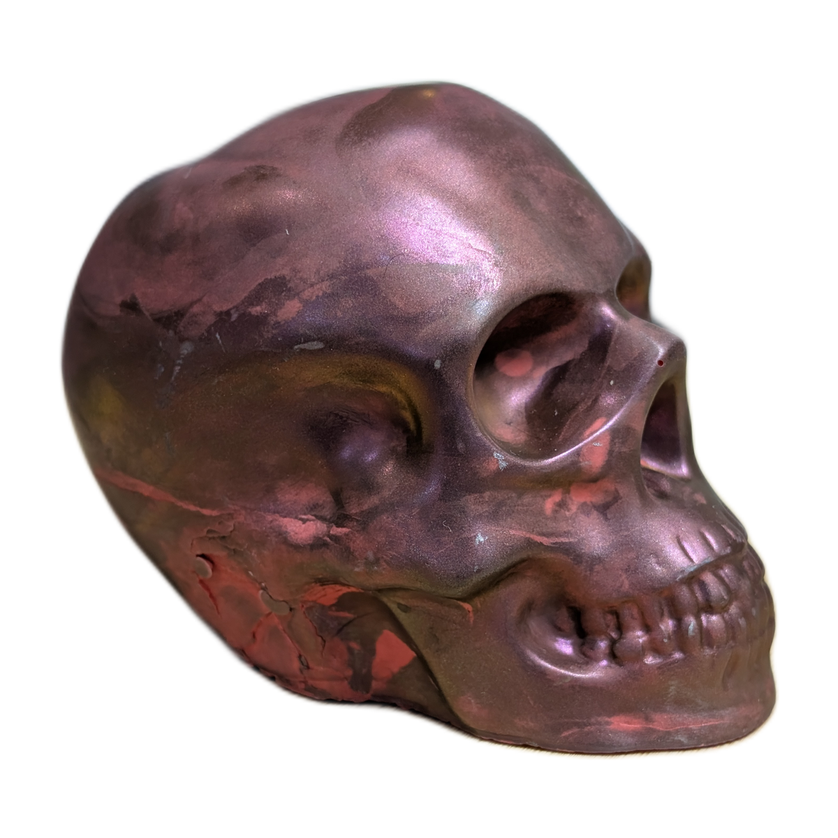 Large Handmade Jesmonite Skull Ornament – Rose Abstract Design, photograph 9