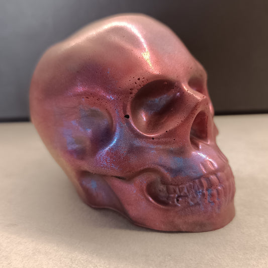 Metallic Red Pink Blue Purple Large Handcrafted Jesmonite Skull Paperweight
